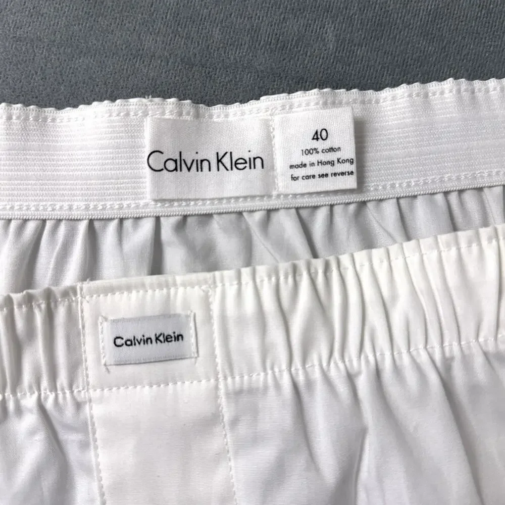 Vintage Calvin Klein Boxer Shorts Size 40 NOS White 100% Cotton Hong Kong Boxers